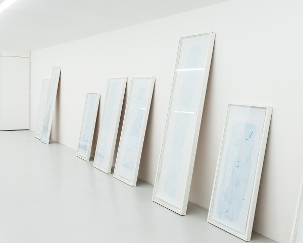 Relevés ,crayon bleu sur canson, dimensions variées, 2013