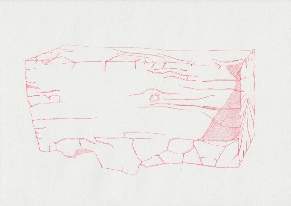 Écritures 18 janvier, sanguine sur canson, A4