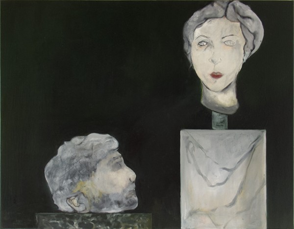 Fragments pour un double portrait #3 (tragédiens) -- huile sur toile, 110x80cm